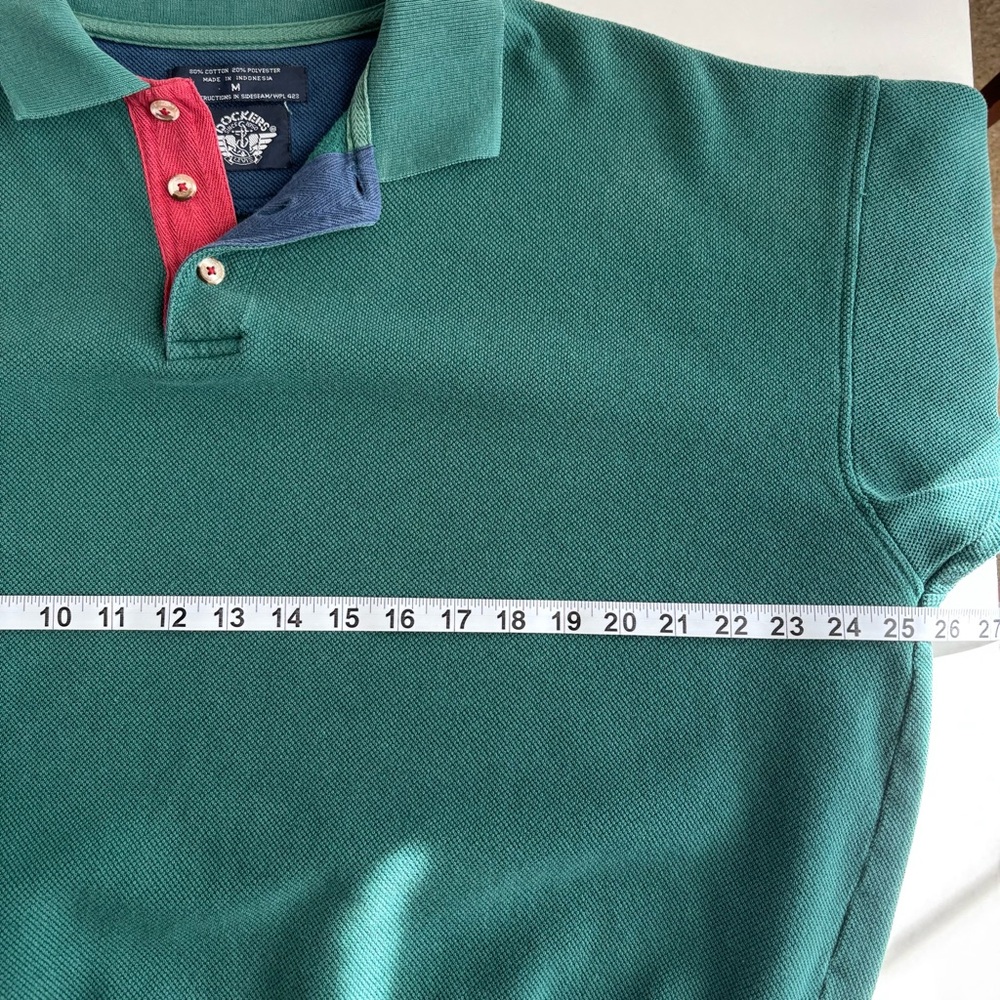 Vintage 90’s Levi’s Dockers Long Sleeve Green Cotton Pique Polo Rugby Pullover M - Picture 6 of 8